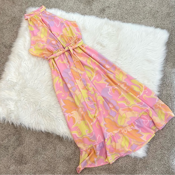 ASOS Retro Floral Halter Belted Mod Maxi Dress - Picture 8 of 16